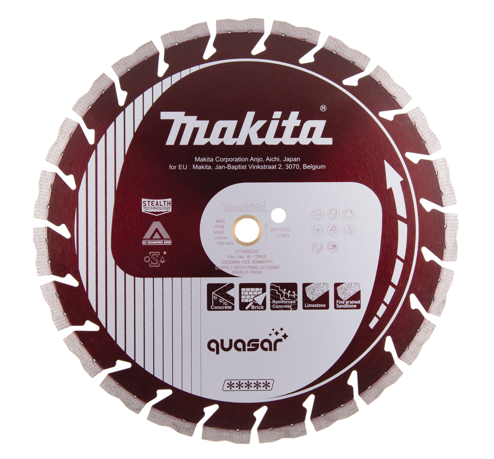 Makita B-13465 - Diamentowa tarcza tnąca na sucho i mokro 350 mm