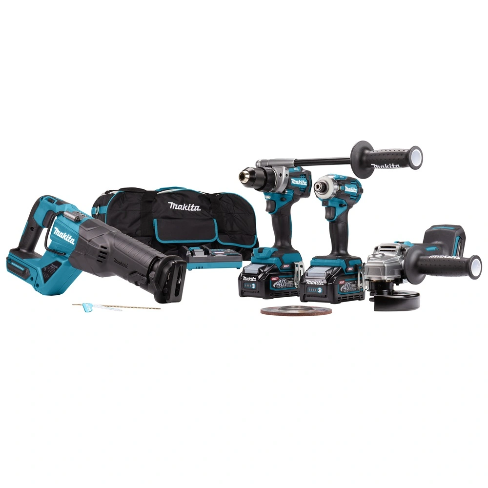 Makita DK0126G401 – zestaw Combo XGT 40V max z czterema narzędziami, akumulatorami BL4040, ładowarką DC40RA i torbą