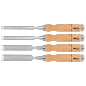 NEO TOOLS 37-800 - Zestaw dłut, uchwyt drewniany, 4 szt.