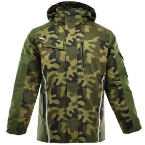 SARA Kurtka długa ocieplana STANDARD WINTER ( Zielony Camo + Oliwkowy )