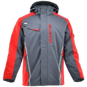 SARA Kurtka długa ocieplana STANDARD WINTER ( Ciemnoszary + Czerwony )