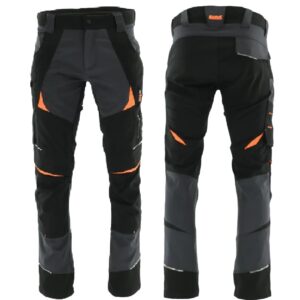 SARA Spodnie do pasa COTTONFLEX (Grafitowy + Pomarańczowy odblaskowy)
