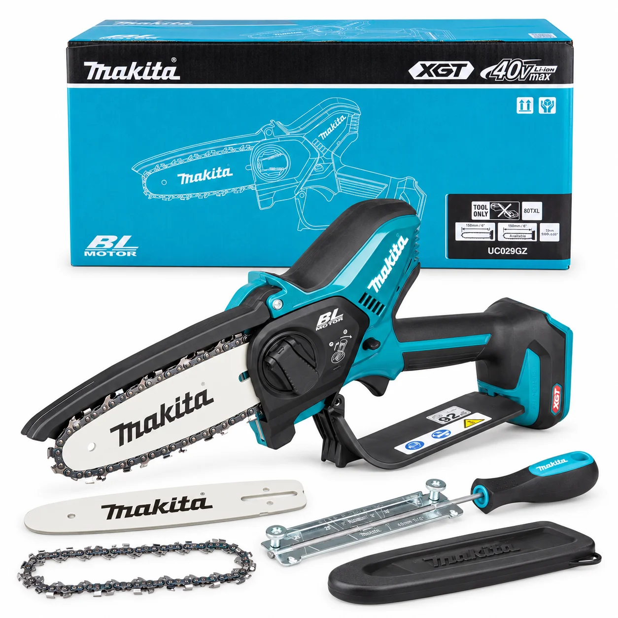 Makita UC029GZ01 – pilarka do gałęzi z prowadnicą 15 cm, łańcuchem i pilnikiem