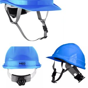 NEO Hełm przemysłowy z paskiem podbrótkowym, NIEBIESKI