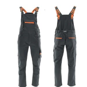 SARA Spodnie ogrodniczki ACTIFLEX (szary-pomarańczowy)