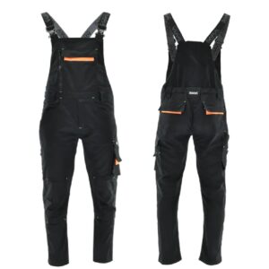 SARA Spodnie ogrodniczki ACTIFLEX (czarny-pomarańczowy)