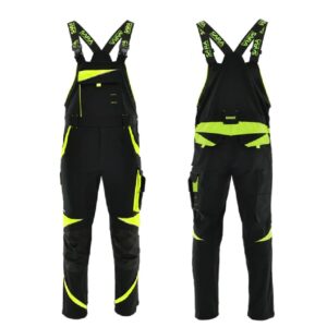 SARA Spodnie ogrodniczki NEOFLEX (Czarny + Żółty odblaskowy)