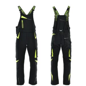 SARA Spodnie ogrodniczki ocieplane COMFORT WINTER (Czarny + Żółty odblaskowy)