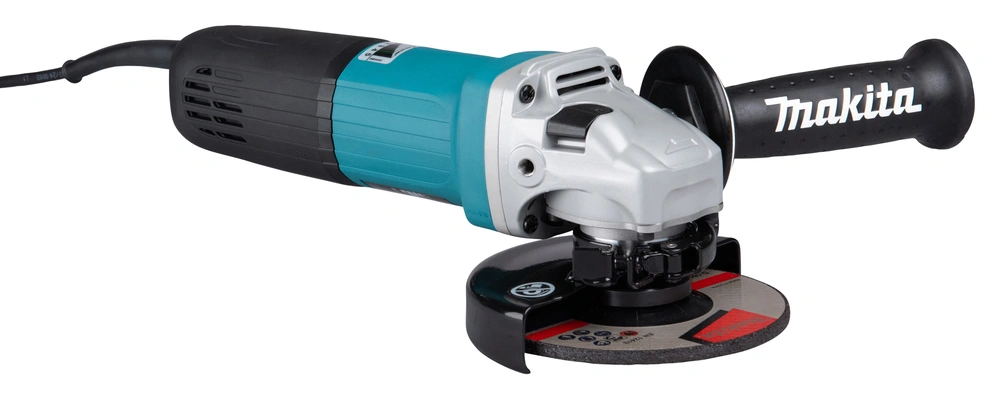 Makita GA5040C – posiada wygodny uchwyt boczny oraz beznarzędziową regulację położenia osłony tarczy