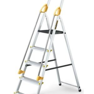 Drabina PRO aluminiowa z poręczami 5 stopni 150 kg DRABEST
