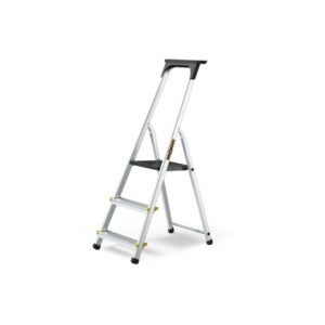 Drabina PRO aluminiowa z półką 3 stopnie 150 kg DRABEST