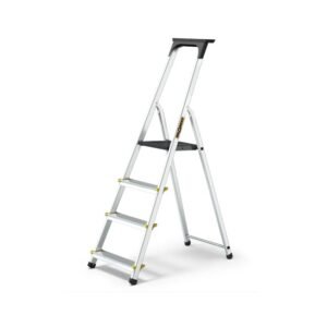 Drabina PRO aluminiowa z półką 4 stopnie 150 kg DRABEST