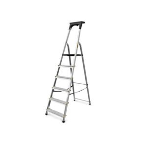 Drabina PRO aluminiowa z półką 6 stopni 150 kg DRABEST