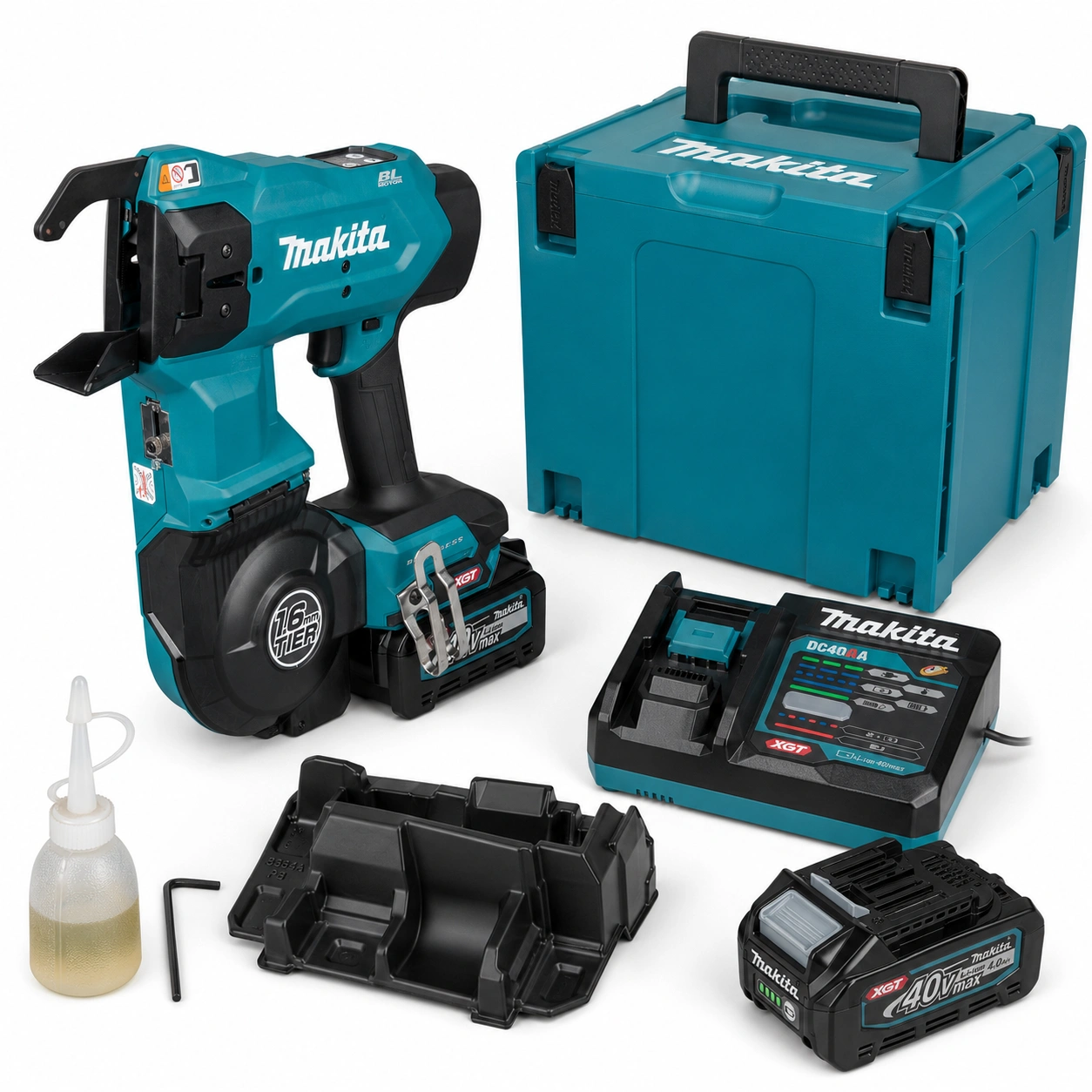 Makita TR001GU201 – wiązarka, dwa akumulatory, ładowarka i walizka MAKPAC typ 4